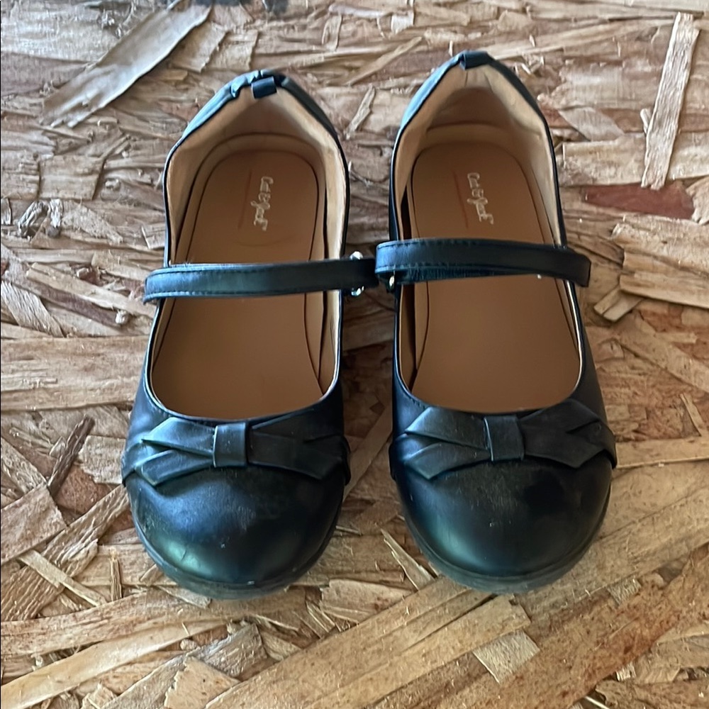 Cat & Jack Black Dress Shoes with Bow Detail